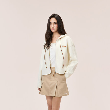 又见高山MetaMount CITY羊毛混纺连帽开衫卫衣短款静奢风25秋新品