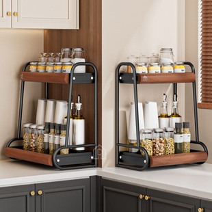 厨房调料品置物架双层家用台面多功能调味料放油盐酱醋的收纳架子
