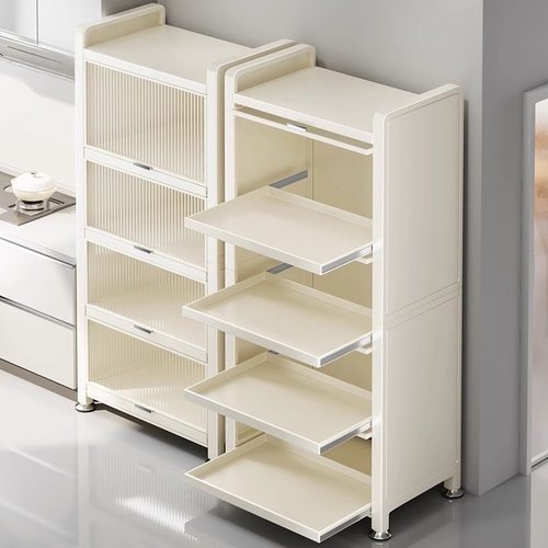 日本抽拉式厨房置物架家用储物柜微波炉餐橱柜落地厨房多层收纳柜