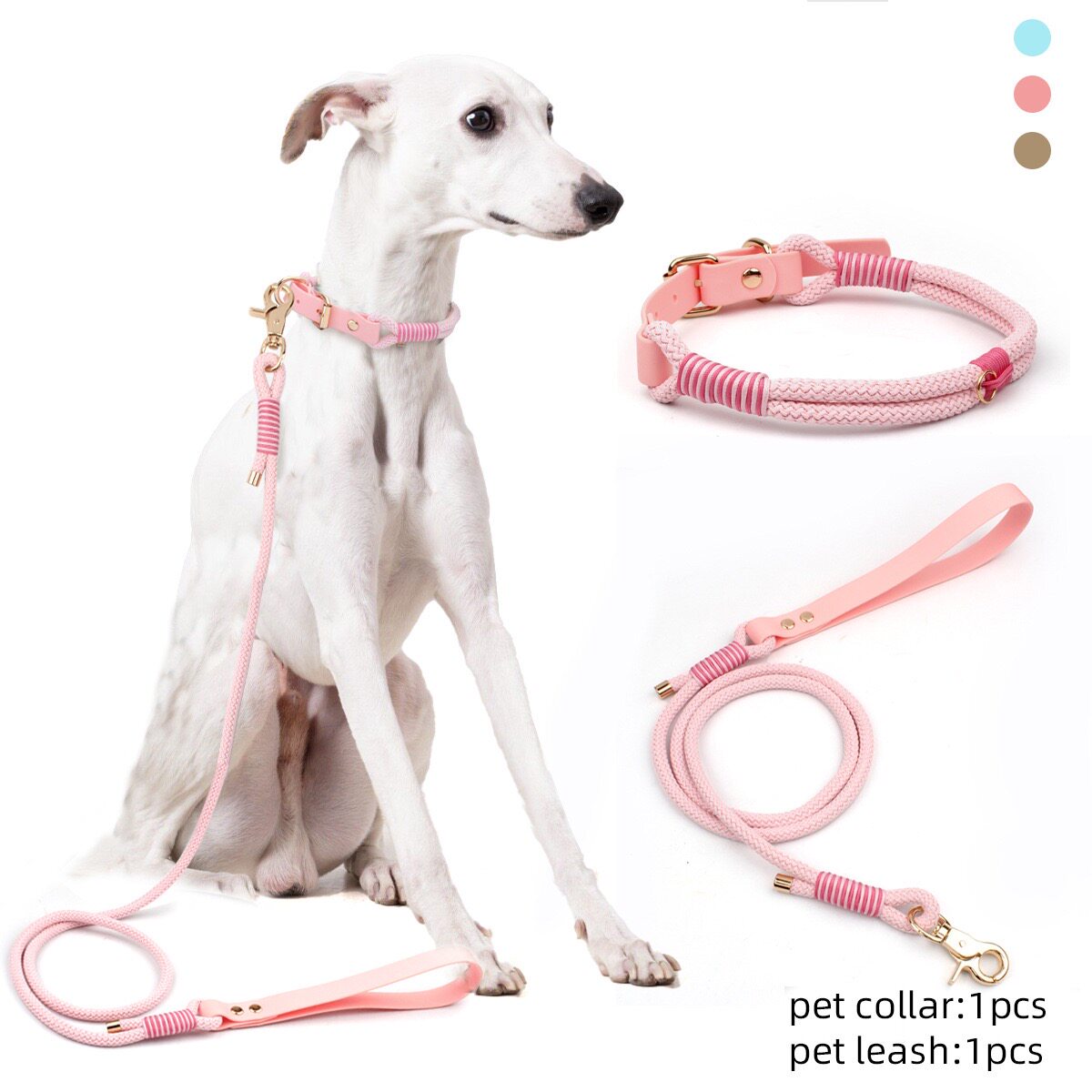 宠物狗狗项圈牵引绳套装小中大型犬通用遛狗绳软皮编织防挣脱狗链