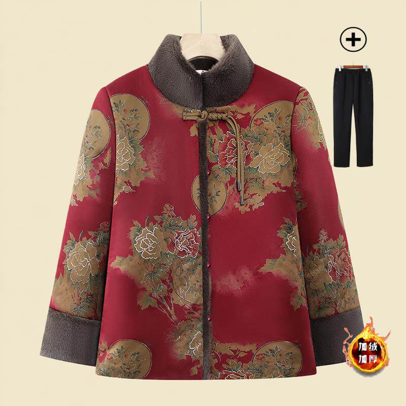 奶奶冬装棉衣国风加绒加厚棉服中老年人女保暖棉袄70岁80唐装外套