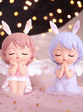 创意安妮宝贝天使少女心女孩装饰摆件货源小夜灯蛋糕摆件汽车用品