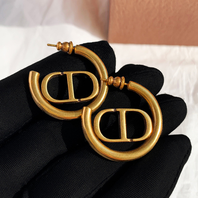 韦雪同款D家复古CD耳环女款小众轻奢高级感耳钉气质圆圈气质耳饰