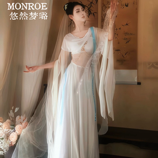 悠然梦璐古典舞服装白色仙气飘逸大摆裙古风古典舞服中国舞演出服