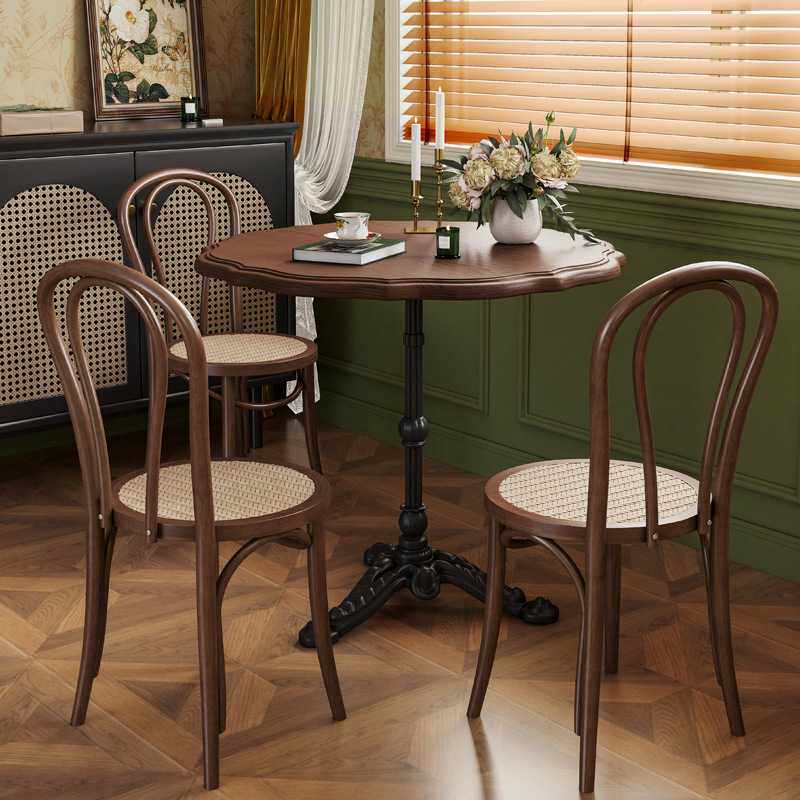 新款直销法式复古实木铁艺桌椅组合网红甜品咖啡厅奶茶店阳台美式
