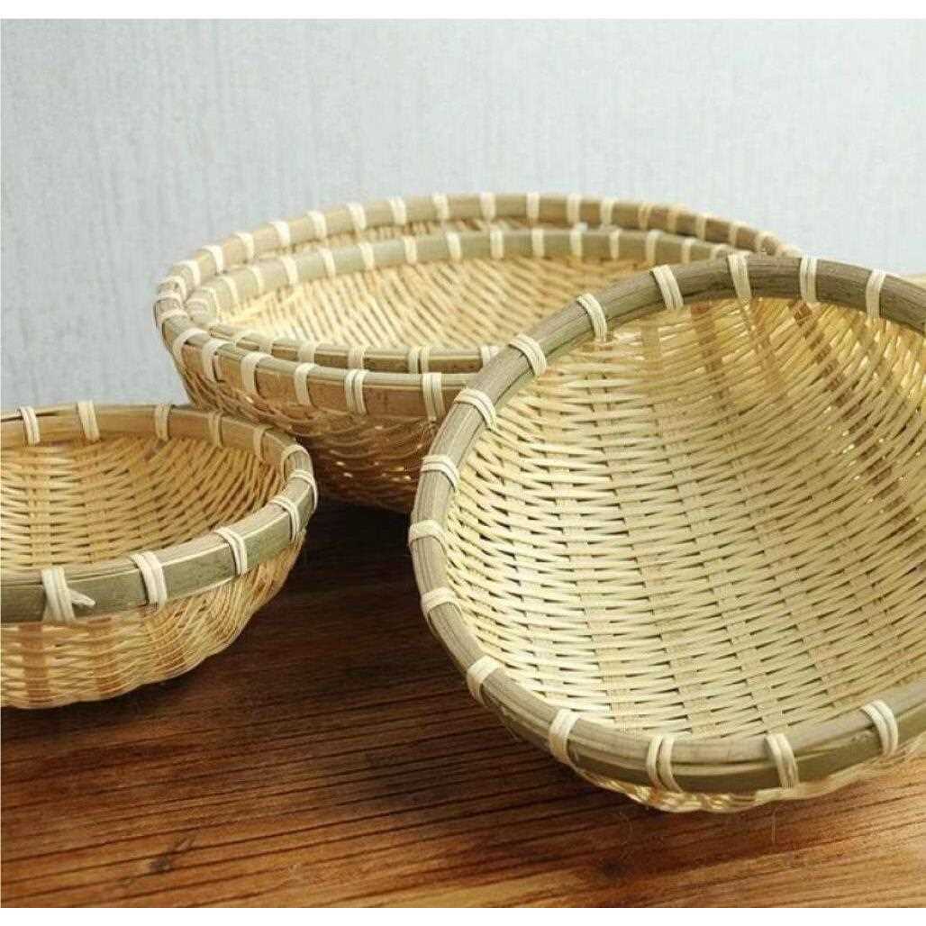 新款直销竹编簸筲馒头收纳筐制品篮子沥水淘米洗菜装果神器道具表