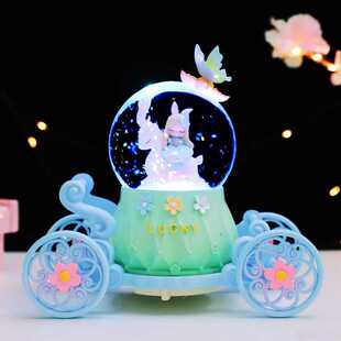 新款直销新一鹿有你水晶球创意小鹿马车水球旋转八音盒女生情人节