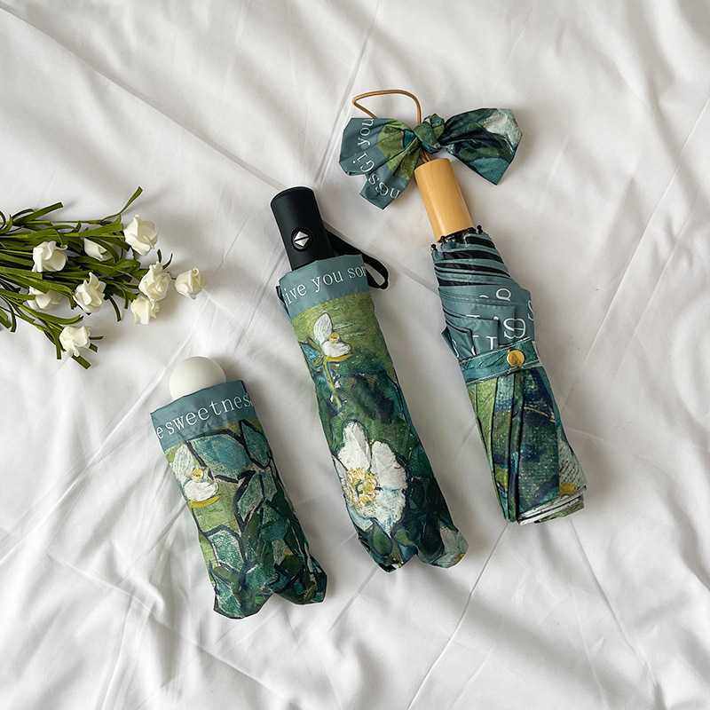 新款直销绿玫瑰全自动雨伞女晴雨两用太阳伞防晒防紫外线超轻小巧,居家日用,伞,淘宝优惠券,粉丝福利购,淘宝优惠卷