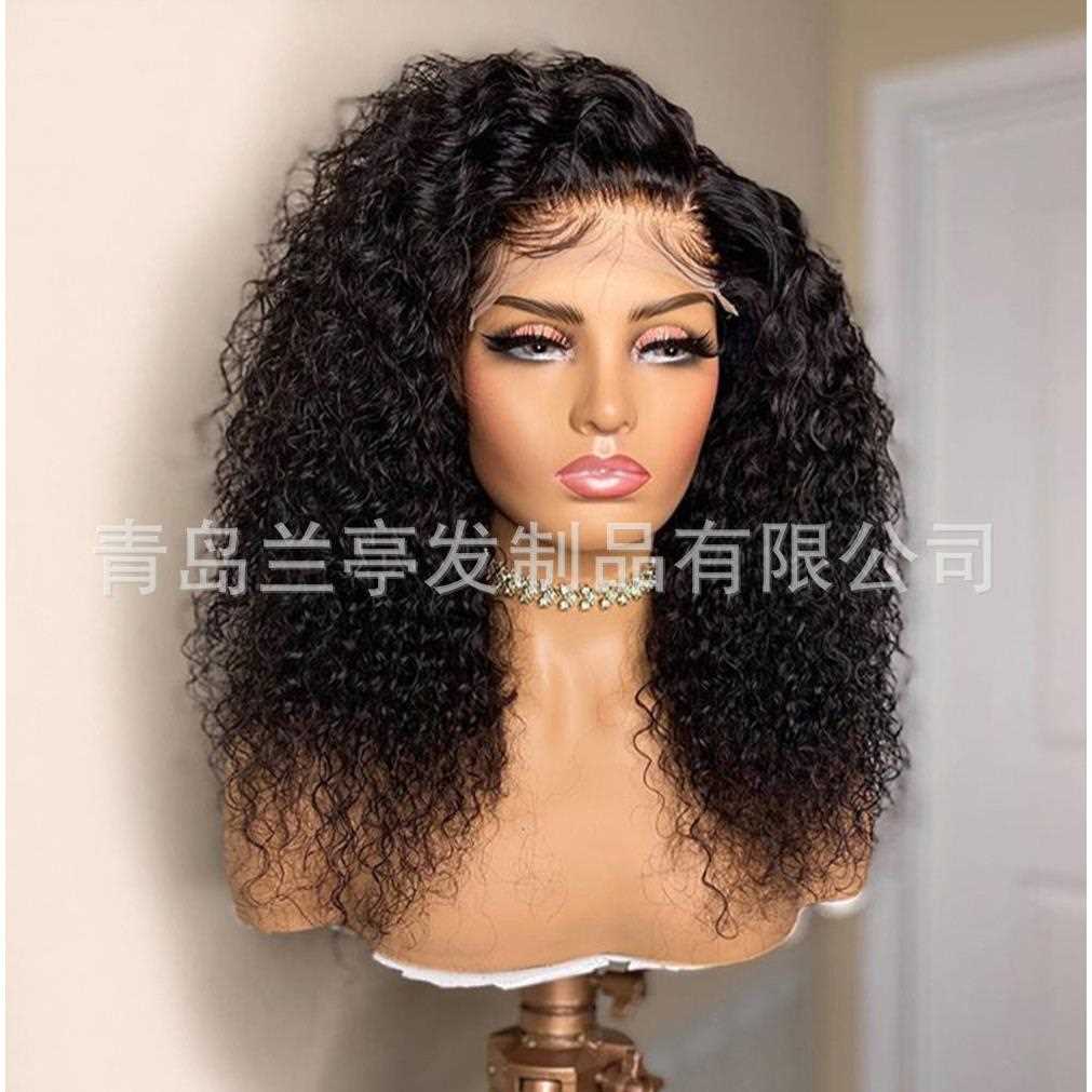 新款直销国内手沟 欧美假发 非洲小卷女士化纤前蕾丝假发套wigs