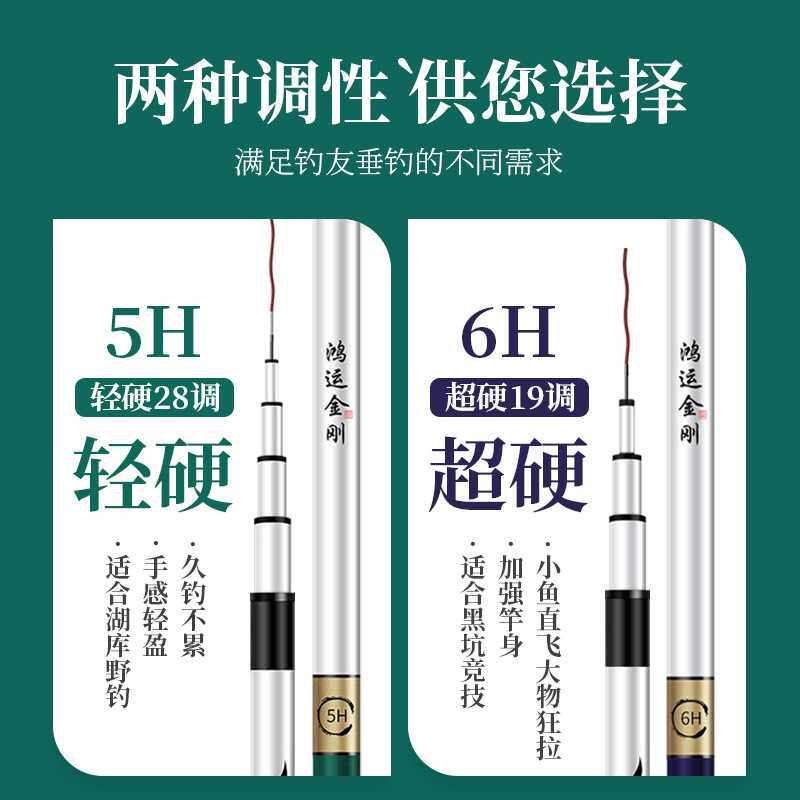 新款直销2025年新款台钓竿碳素超轻5H28调鲤鱼竿超硬6H19调黑坑竿