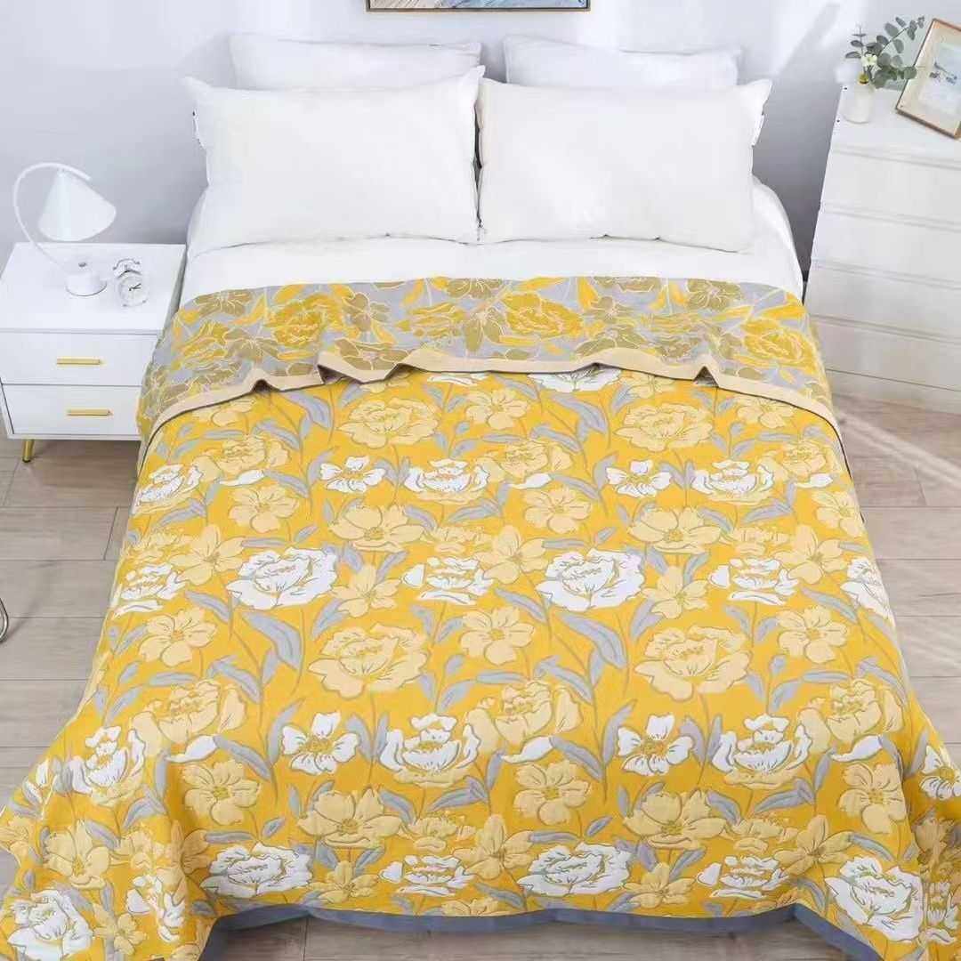 新款直销【尺寸1.5米*2米】红颜粉色毛巾被盖毯薄款纱布空调被夏