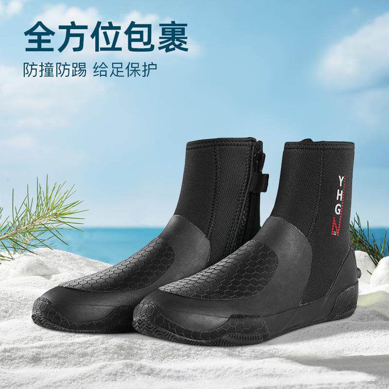 新款直销5MM高帮潜水鞋男游泳保暖深潜浮潜鞋防水装备冲浪防滑耐