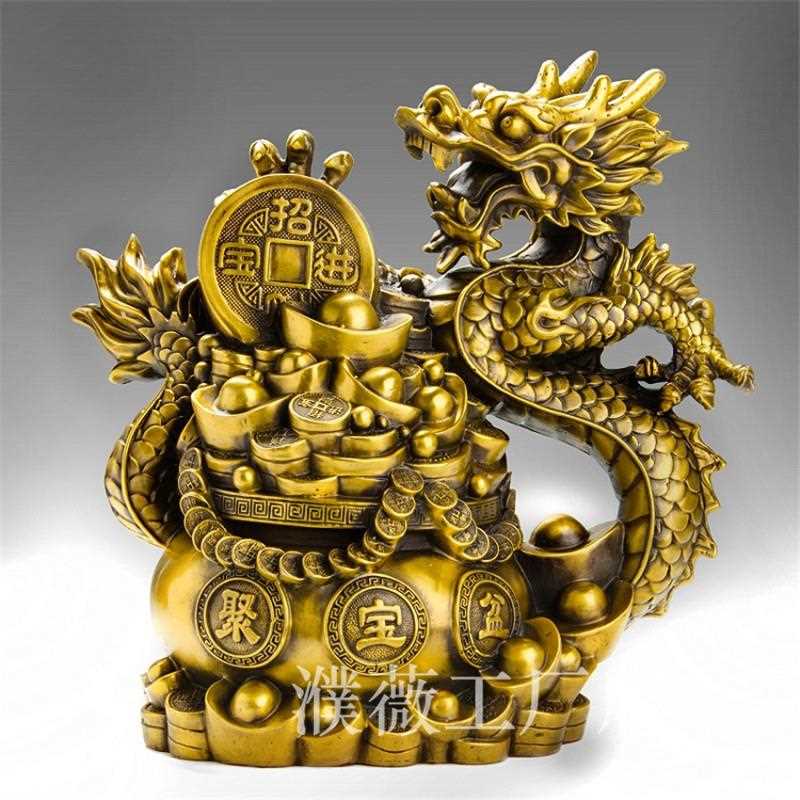 新款直销黄铜龙摆件 黄铜龙大号双龙家居装饰品