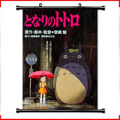 新款直销动漫周边卷轴挂画My Neighbor Totoro龙猫布艺挂画海报来