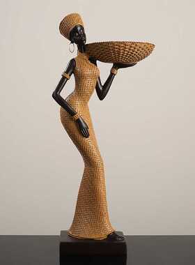 新款直销美式复古创意客厅玄关装饰非洲女样板间家用酒柜电视柜工