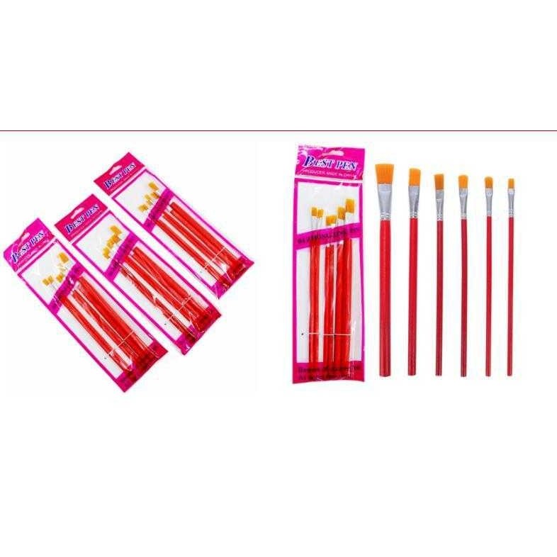 新款直销红色杆尼龙毛画笔排笔学生用绘画描边水粉笔美术用品6支,文具电教/文化用品/商务用品,水粉/水彩/油画专用笔,淘宝优惠券,粉丝福利购,淘宝优惠卷