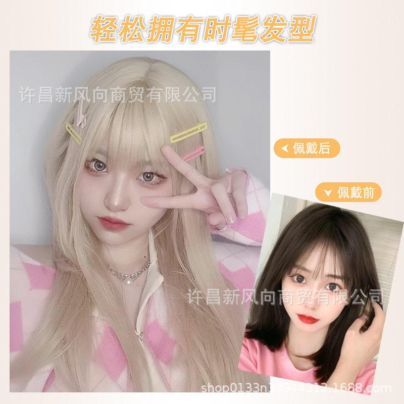 新款直销假发女长发网红洛丽塔甜美可爱白金色长直发JK中长发女团