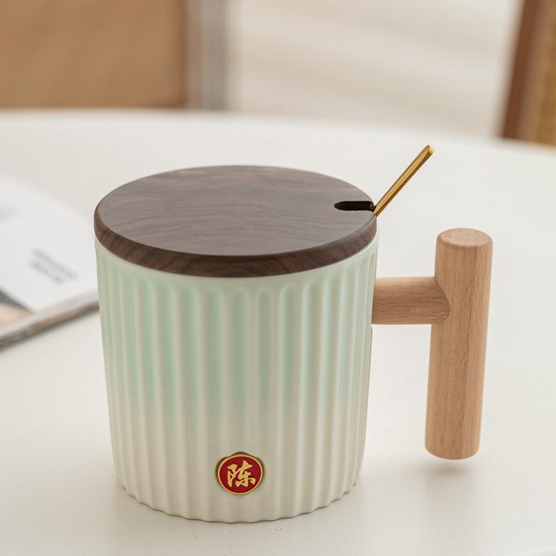 新款直销姓氏杯子水杯 百家姓陶瓷杯马克杯咖啡杯伴手礼 雕刻名字