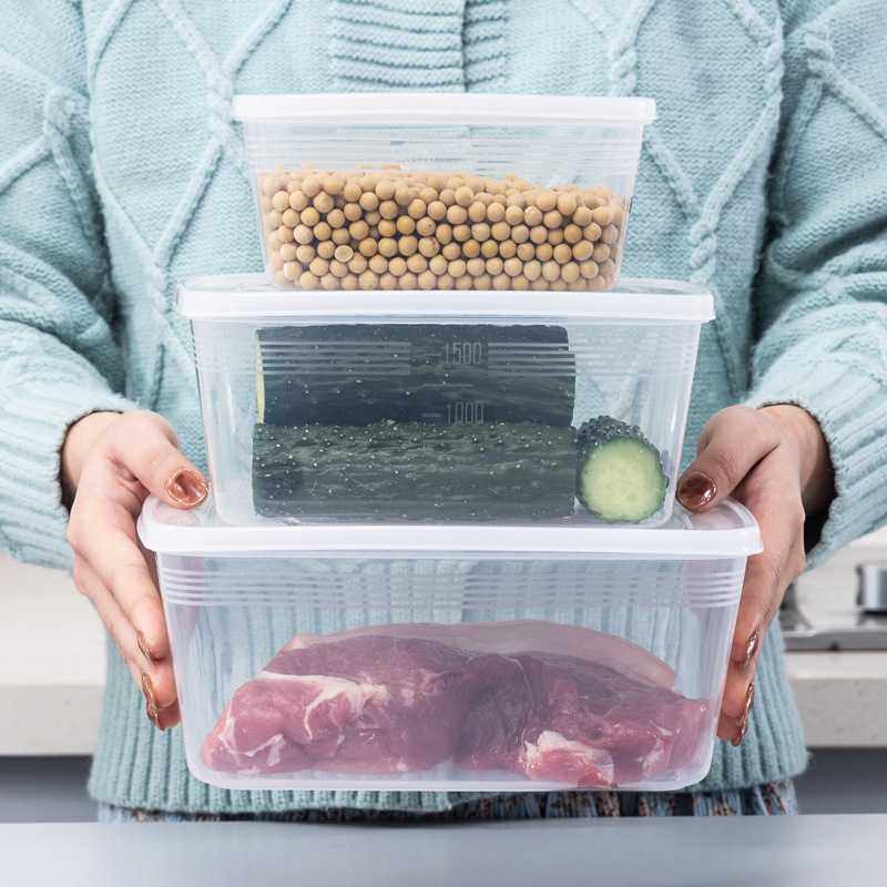 新款直销保鲜盒食品级冰箱专用商用储物摆摊收纳盒塑料长方形可微,收纳整理,食物收纳盒,淘宝优惠券,粉丝福利购,淘宝优惠卷