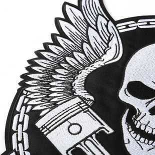 新款直销电脑绣花标骷髅布贴朋克欧美风鬼头大号个性箱包辅料刺绣