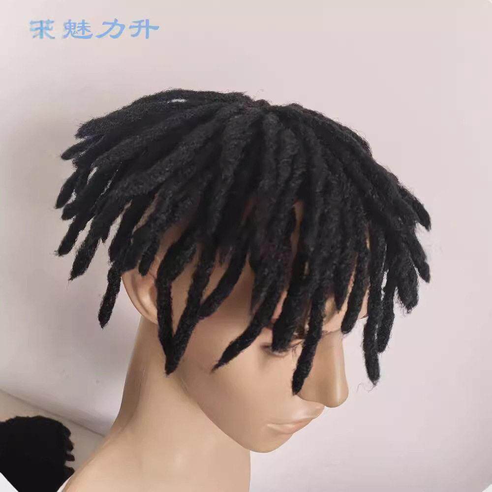 新款直销黑人烫假发片欧美非洲人脏辫外贸假发短发一片式接发手工