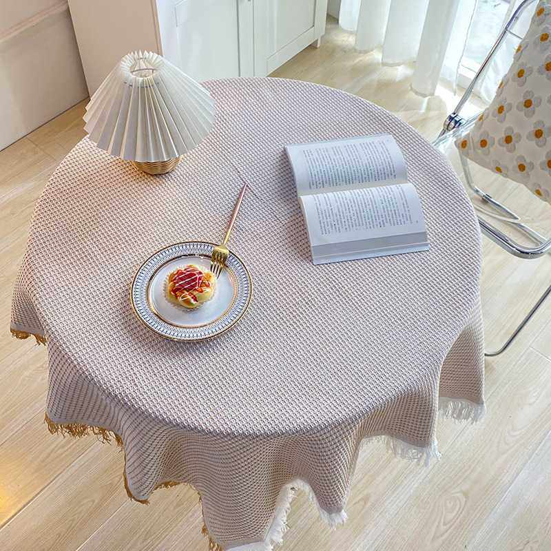 新款直销日韩小圆桌棉麻桌布轻奢生日茶几布民宿流苏桌布装饰家用,居家布艺,桌布,淘宝优惠券,粉丝福利购,淘宝优惠卷