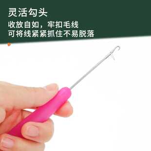 新款直销彩色塑料柄单头钩针手工diy编织工具小钩头假发钩针 接发