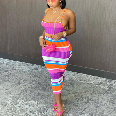 Set strap cut top and tight midi skirt set上衣紧身迷笛裙套装