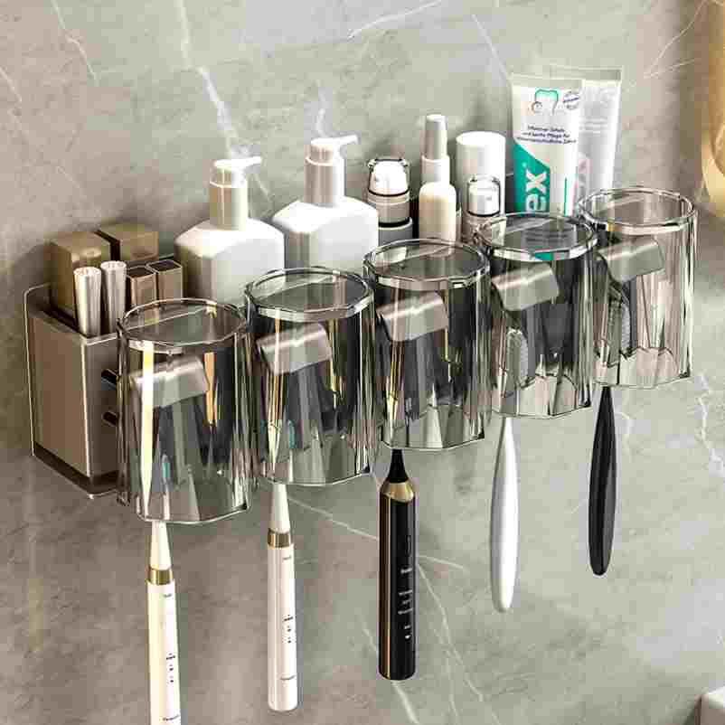 德国进口牙刷置物架免打孔卫生间电动牙刷架漱口杯壁挂牙杯收纳架