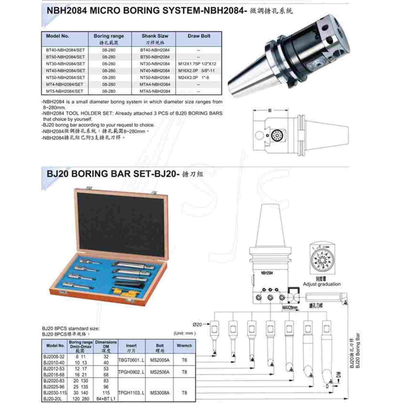 NBH2084微调精镗刀杆 微调精搪刀杆 SBJ20镗刀杆 SBJ2020-83L