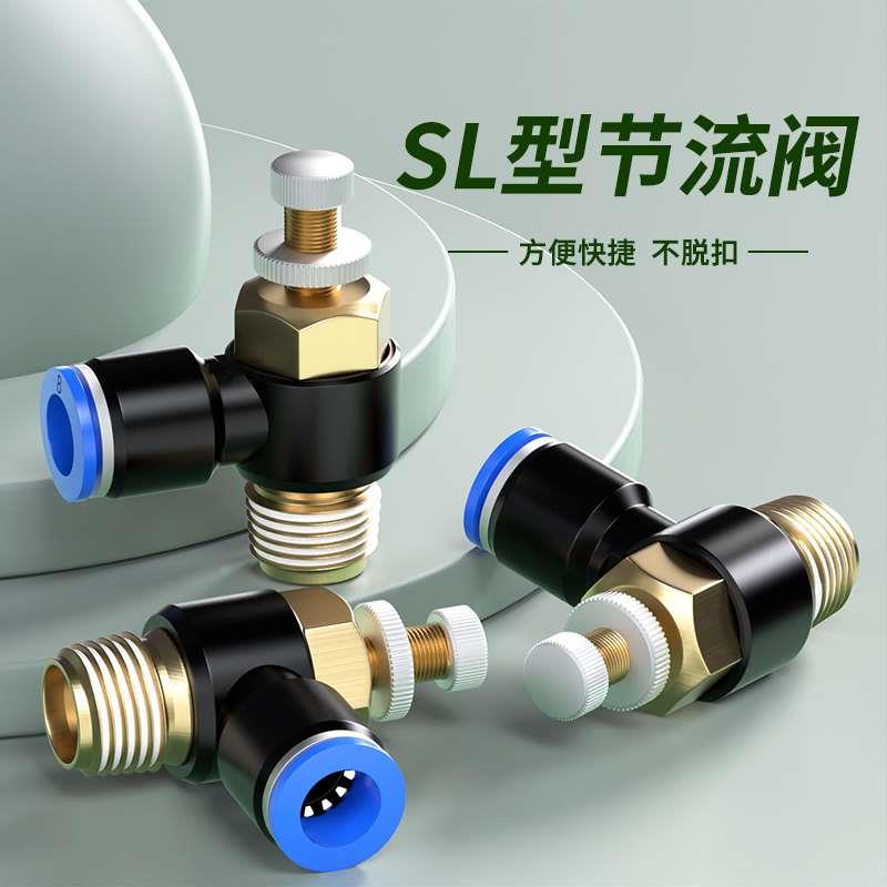 气管快速接头管道节流阀气动可调气缸气压调速阀开关SL6/8-M5/03