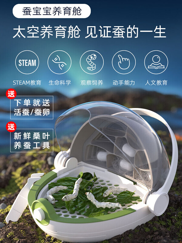 蚕宝宝房子别墅科学罐头蚕宝宝养育仓太空培育饲养盒学生养蚕套装