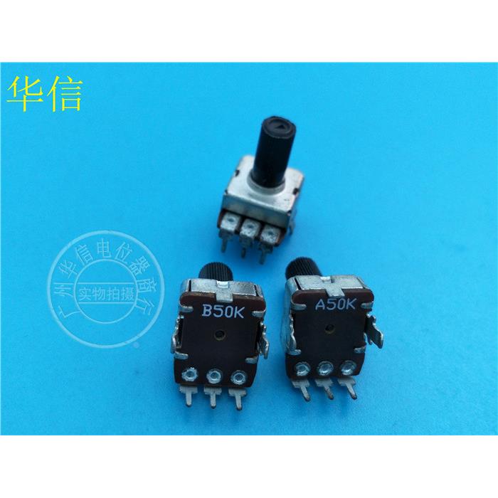 RK12方型立式单联电位器 B50K A50K 柄长12MM花