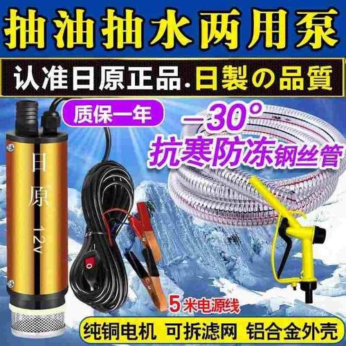 日原抽油泵柴油12V220V电动小型自吸泵24伏点烟器加油枪抽水泵