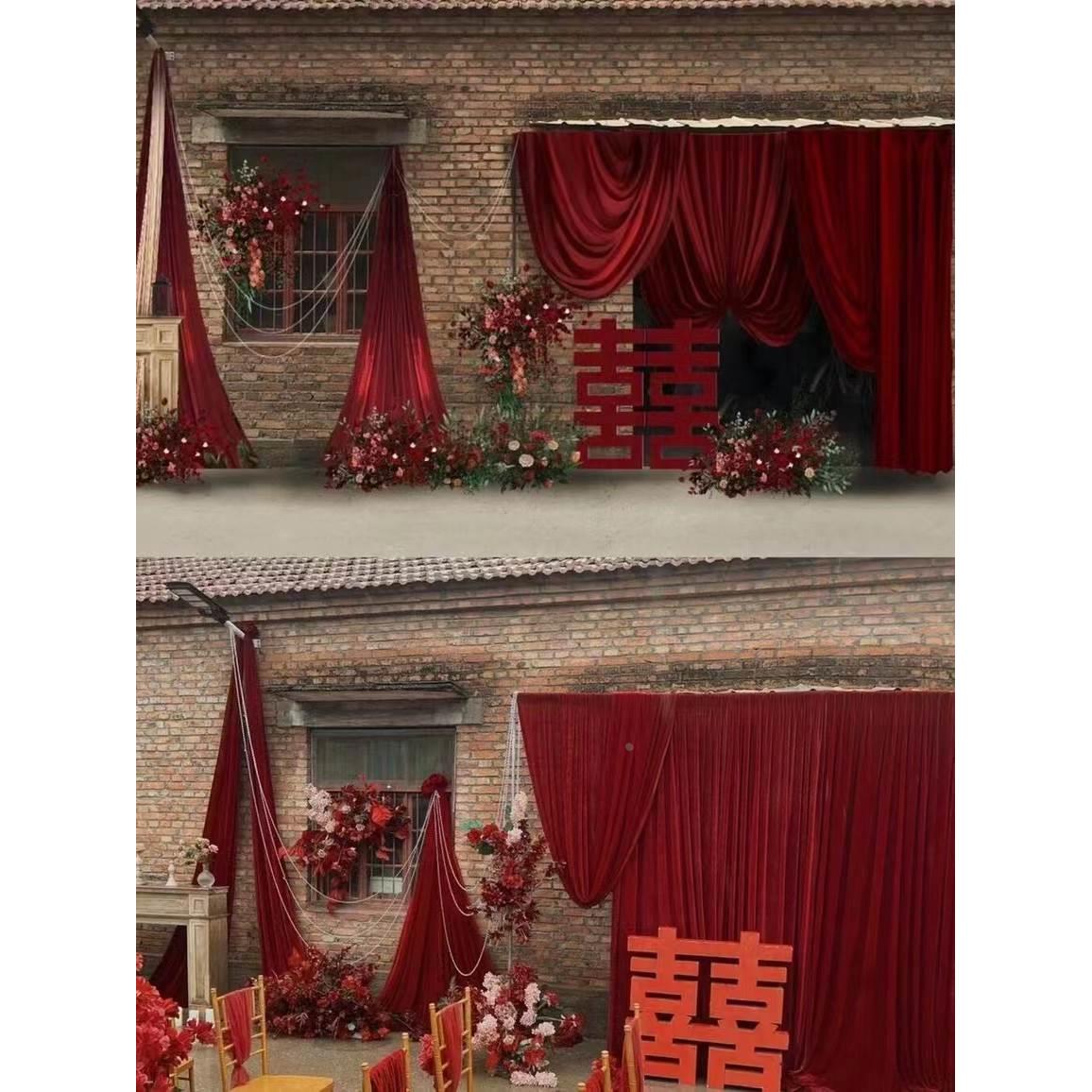 金丝绒造型背景布幔婚庆纱幔幕布婚礼帷幔加厚打底布幔舞台装饰布