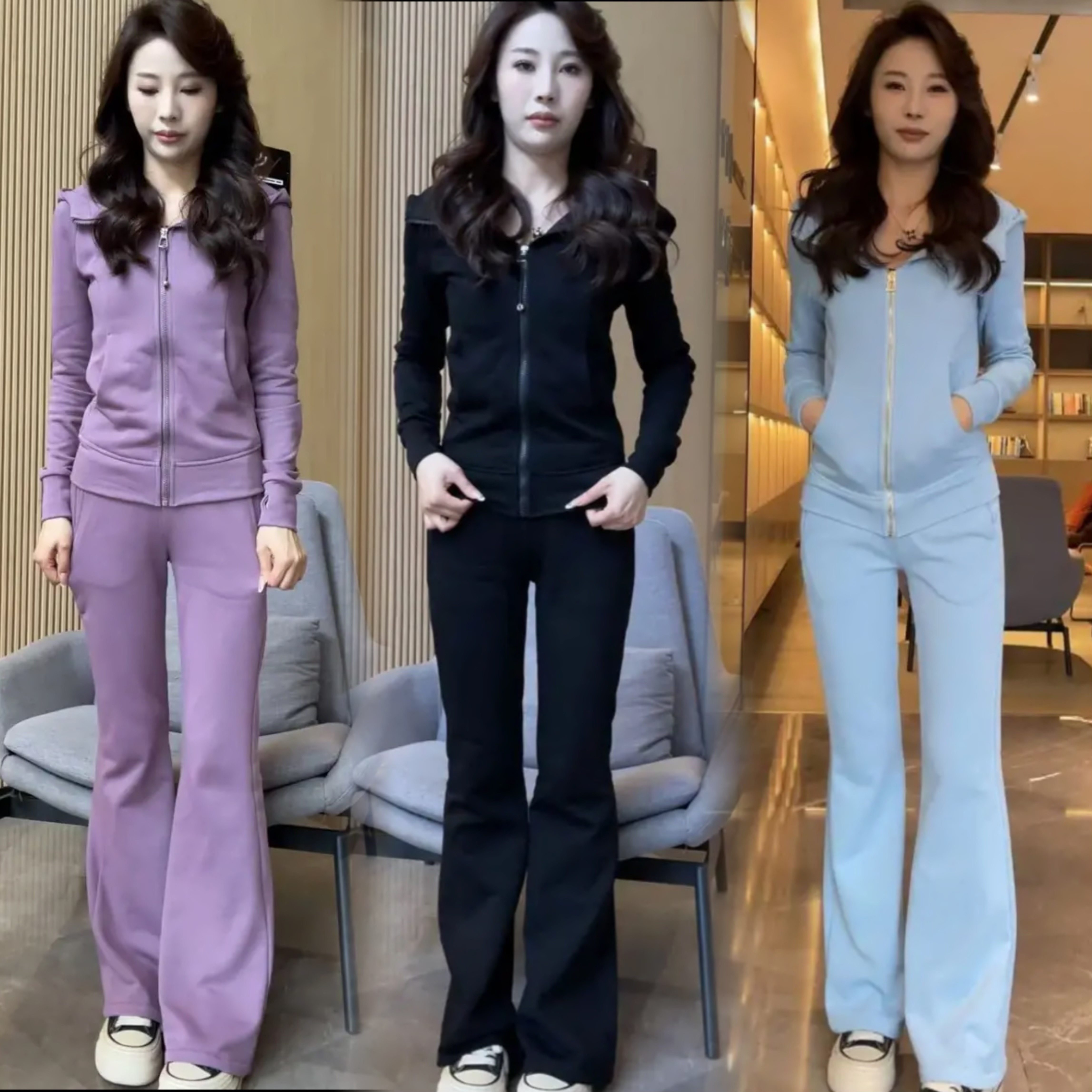 梦婷家“lulu”连帽卫衣运动服春季新款百搭宽松显瘦套装