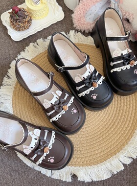 焦糖布叮Lolita原创招财小猫配jk制服鞋女鞋小皮鞋平底学生水手服