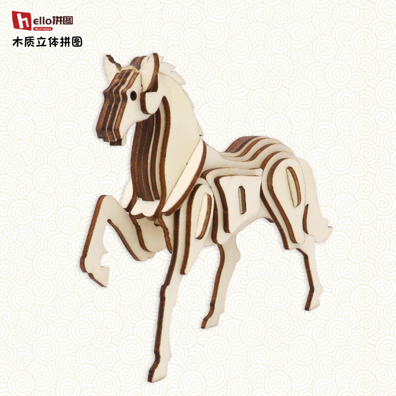 十二生肖木质DIY拼插积木模型