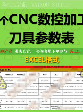 CNC数控加工刀具参数表excel车床设备切削铝件材料选用转速车削