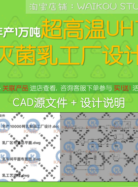 超高温UHT灭菌乳工厂设计cad图纸液态奶饮料厂生产设备工艺流程图