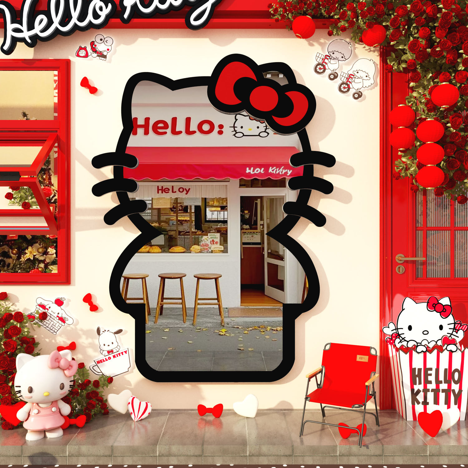 HelloKitty网红打卡镜面墙贴