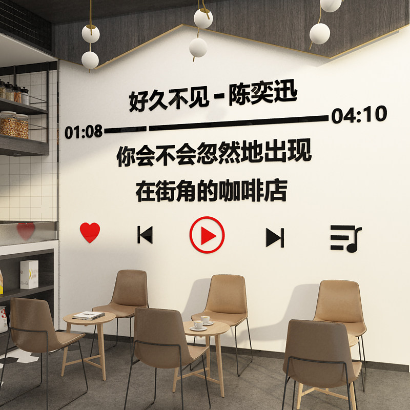 歌词贴纸网红打卡背景拍照区布置咖啡馆厅墙面壁装饰品奶茶店摆件