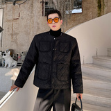 秋冬新款韩系设计感菱格小众小香风夹棉外套男潮P125，女装短外套，星座1111（原C206）