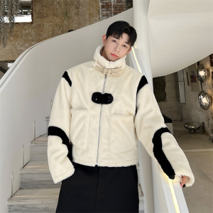 25韩版撞色羊羔毛短款时尚潮流棉衣爱心毛毛装饰超厚实保暖P125图片