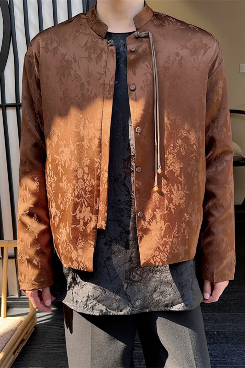 秋冬新款立领重工提花短外套夹棉男新中式棉袄上衣潮P125,女装短外套,星座1111（原C206）