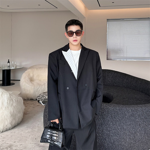 新款春款黑色设计感绣花西装外套男女同款潮281  P145图片