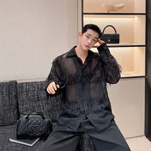 春夏新款防晒不规则流苏衬衫设计感男女同款P95图片