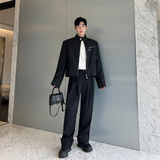 韩版短款精致拉链小夹克新中式金属拉链立体垫肩西装外套P130，男装夹克，星座1111（原C206）