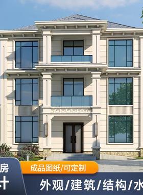 三层面宽12.6米，深13.84米，占地183平别墅全套施工图纸