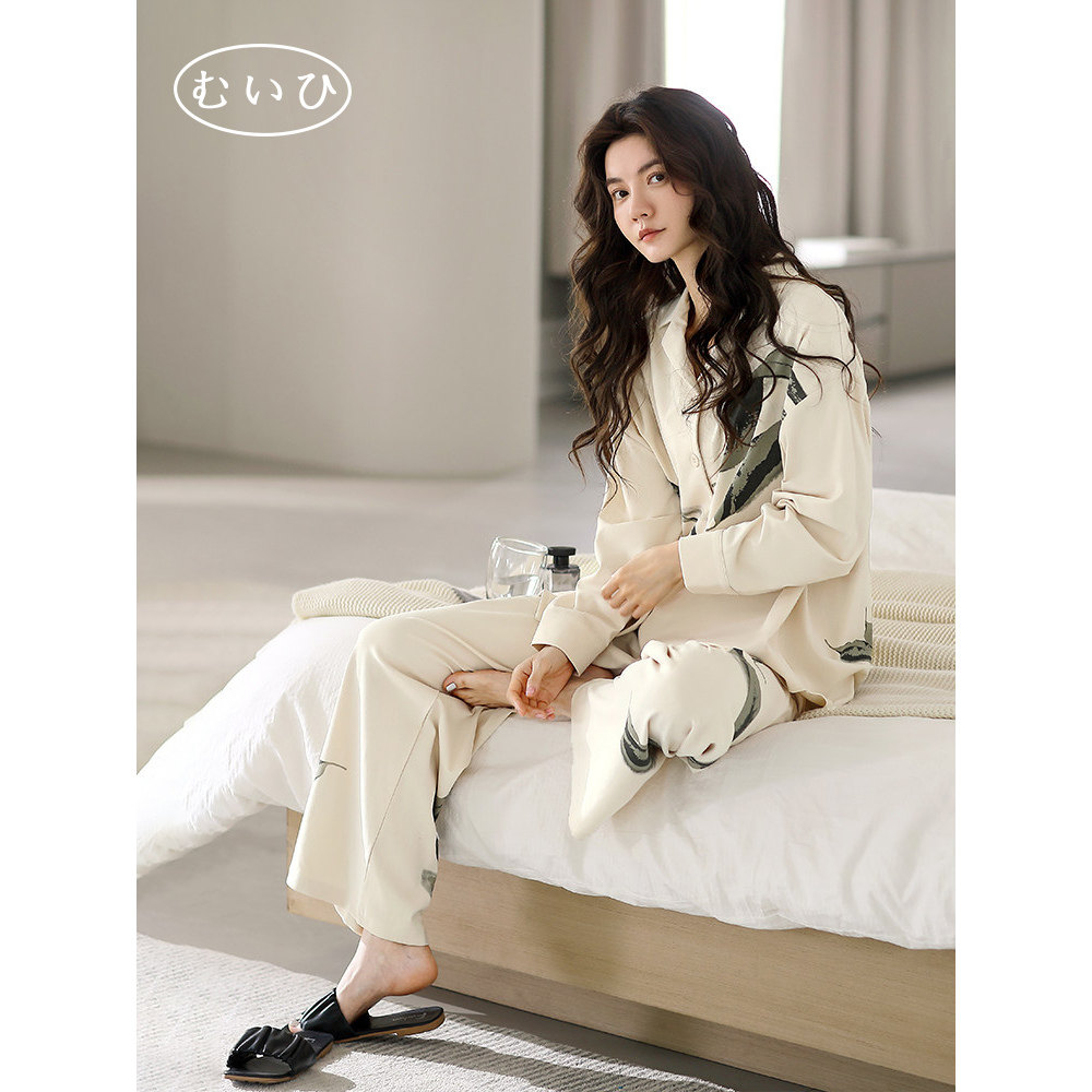 【日本むいひ轻奢】睡衣女款春秋款纯棉长袖家居服薄款时尚套装